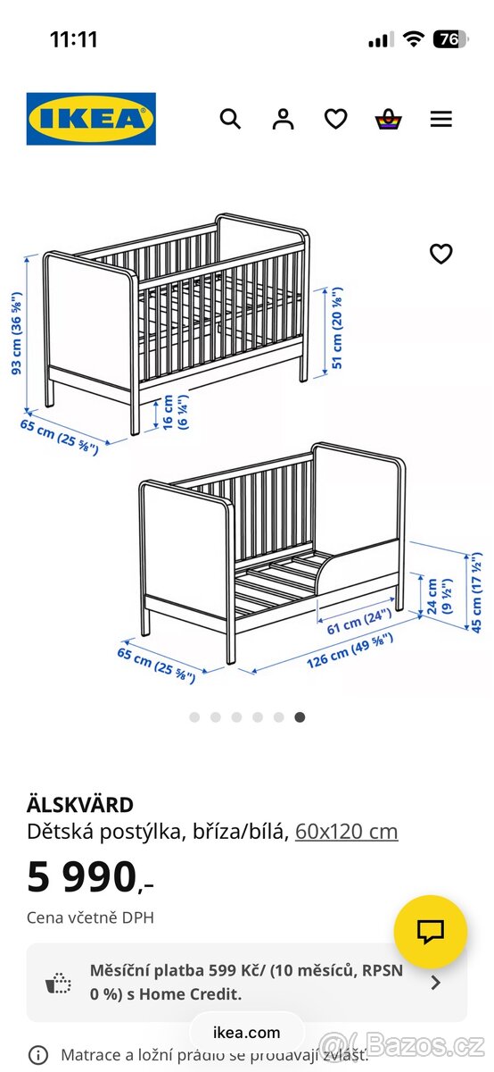 Postýlka Ikea + luxusní matrace - 9