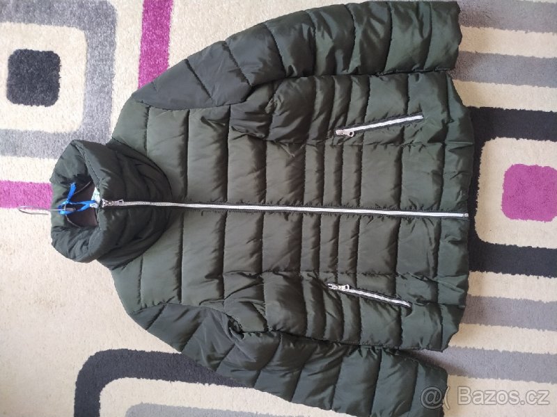 Zimní khaki prošívaná teplá bunda Lindex - 9
