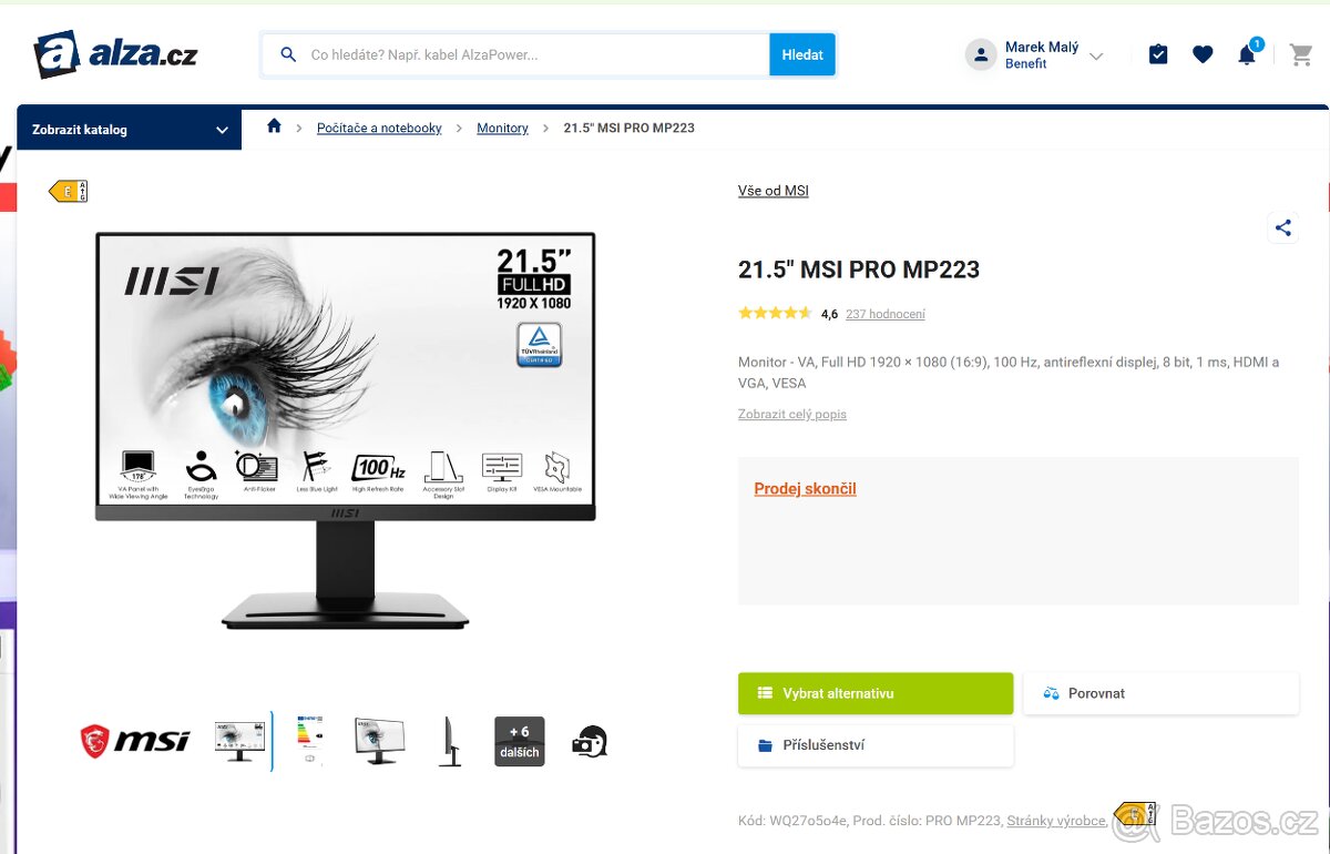 Monitor MSI PRO MP223 v ZÁRUCE - 9