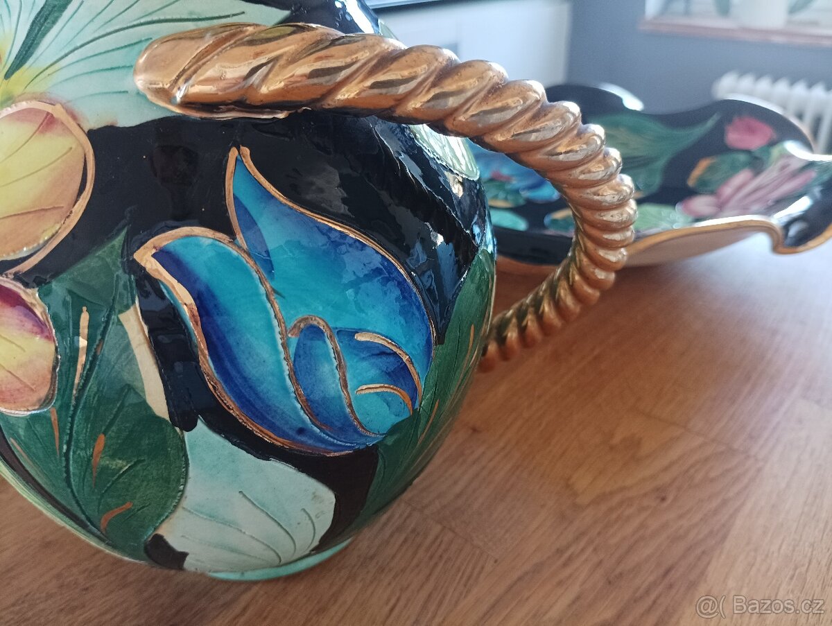 FAJÁNS VÁZA S MÍSOU HÉLÉNE UGO VALLAURIS PROVENCE FRANCE - 9