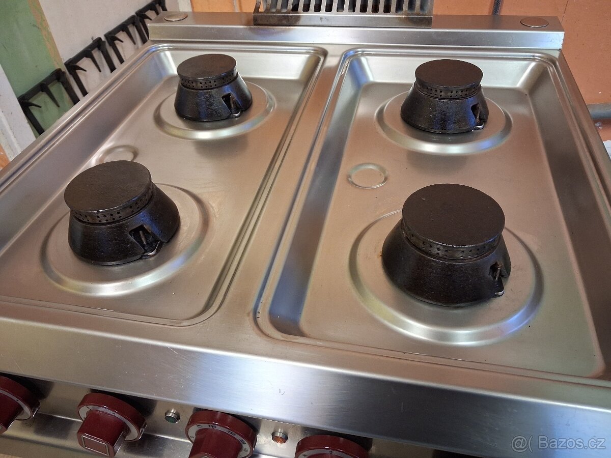 Gastro sporák Diamond, 4x plyn. hořák, elektrická pec 6x GN - 9