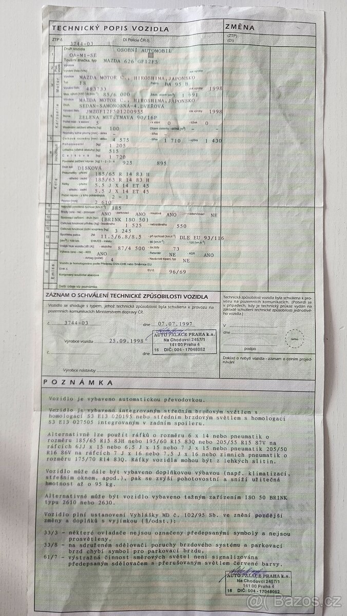 Mazda 626 2.0i automat 1998 nová v ČR - 9