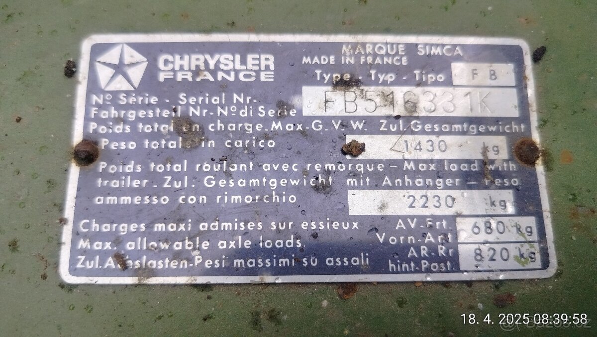 Simca 1301 Special bez dokladů na ND, renovaci - 9