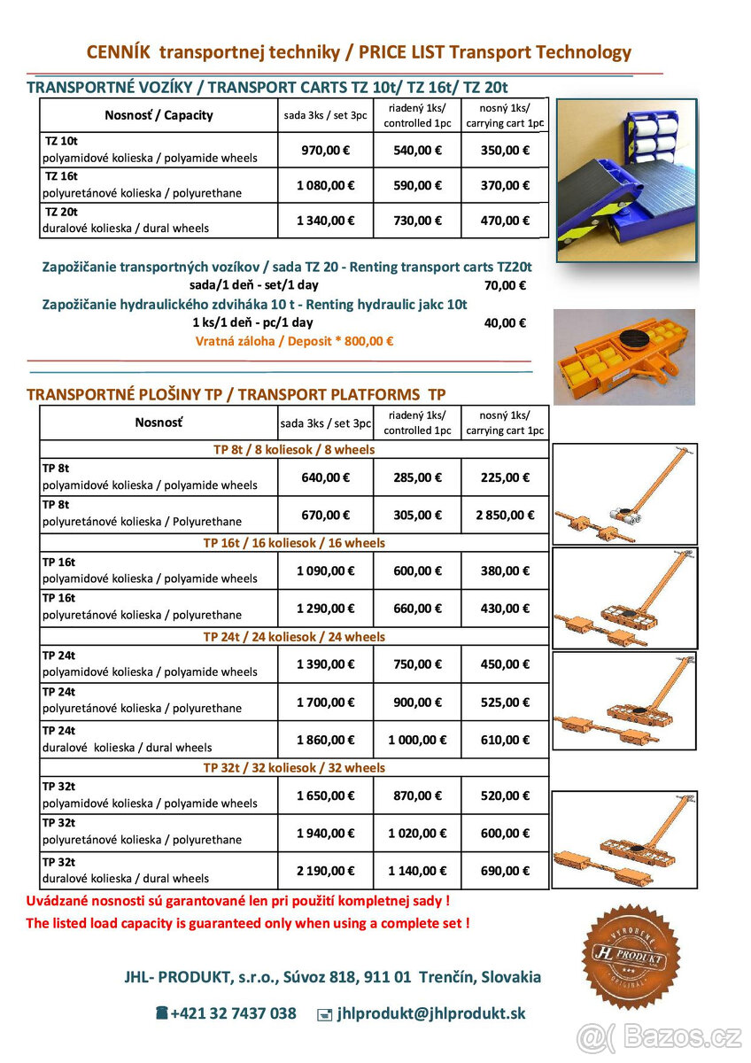 Transportné vozíky 10t, 16t, 20t, 24t, 36, - 9