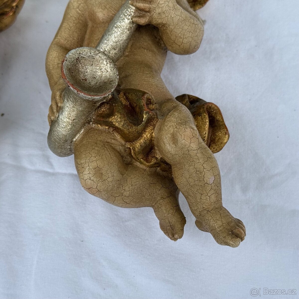 2x socha dřevěný anděl polychromie zlaceno 3 900 Kč - 9