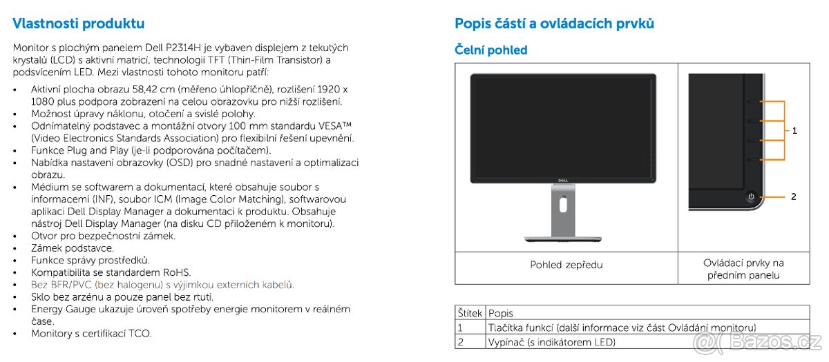 Monitor Dell P2314H FullHD 1080p, USB hub - 9