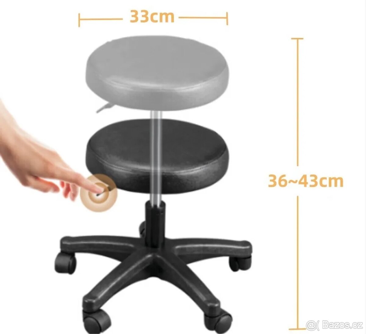 Kosmetické, tetovací masážní lehátko polohovací se stoličkou - 9