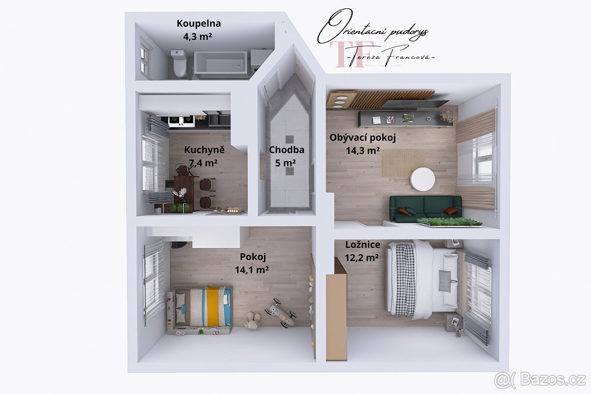 Prodej, bytu 3+1, 78 m2, Krnov - 9