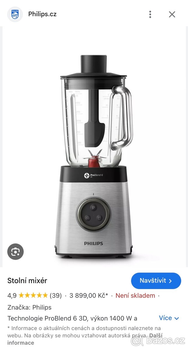 Výkonný stolní mixer philips - skleněná nadoba - 9