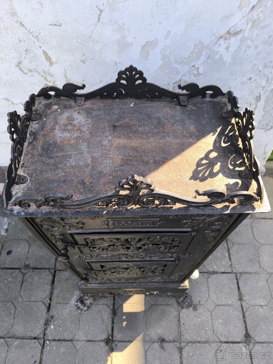 Litinové starožitné kamna - 9