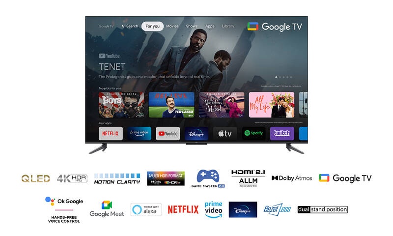 TCL 65C645 65" 164cm QLED, Google TV, HDMI 2.1, Wi-Fi - 9