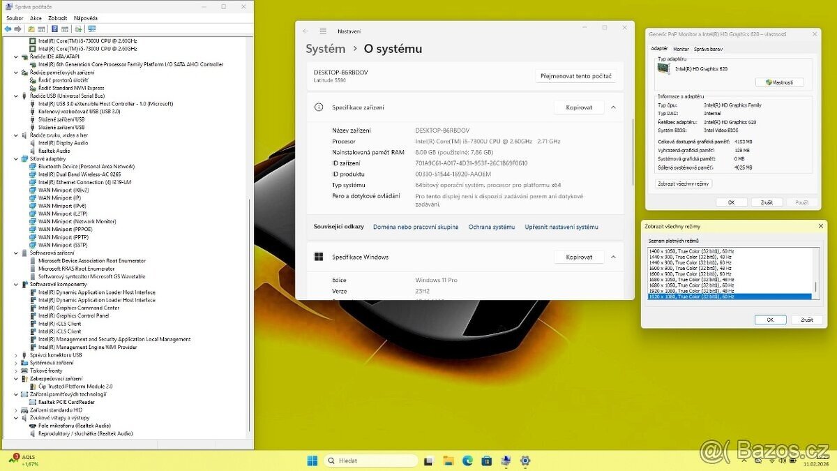 DELL LATITUDE E5590 /i5-7300/8GB/SSD512GB/WIN11/ZÁRUKA - 9