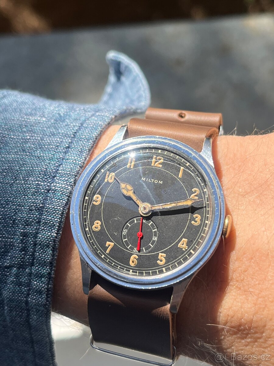 Velke Hodinky Miltom vojenske/ letecke cerny ciselnik - 9