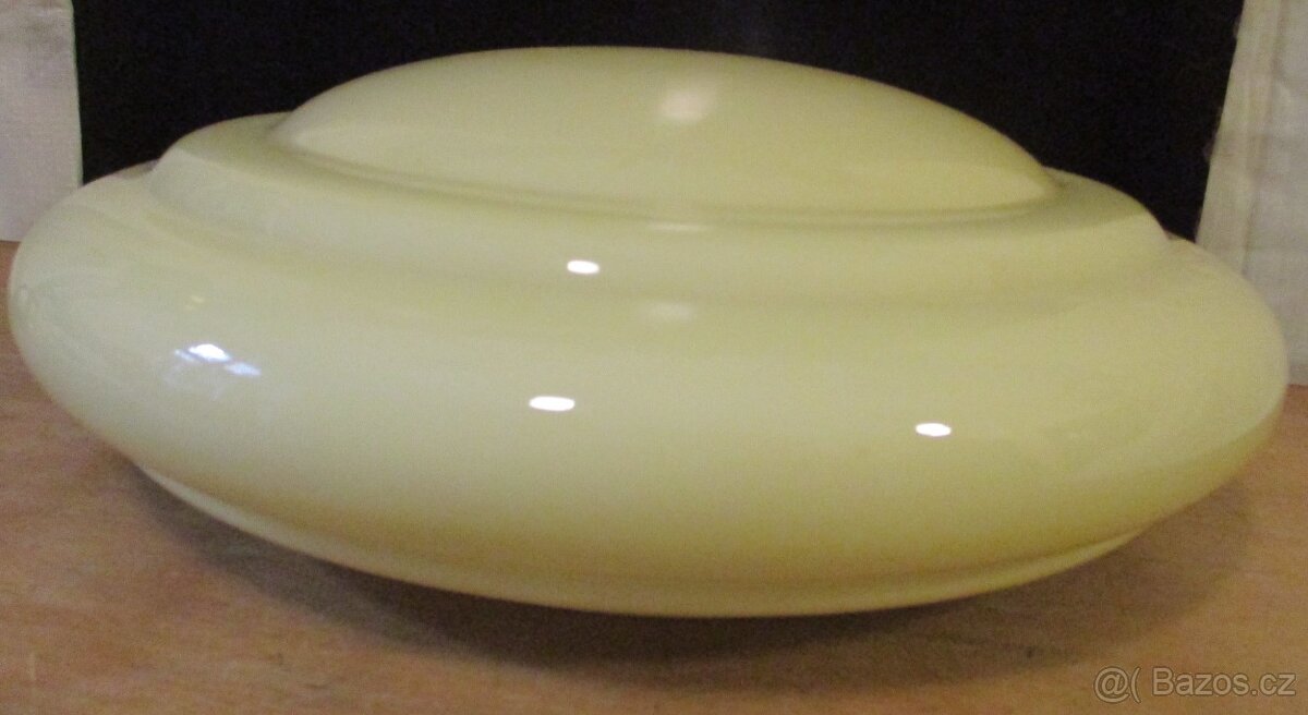 Stolní lampa art deco, mosaz, funkční, žluté sklo - 9