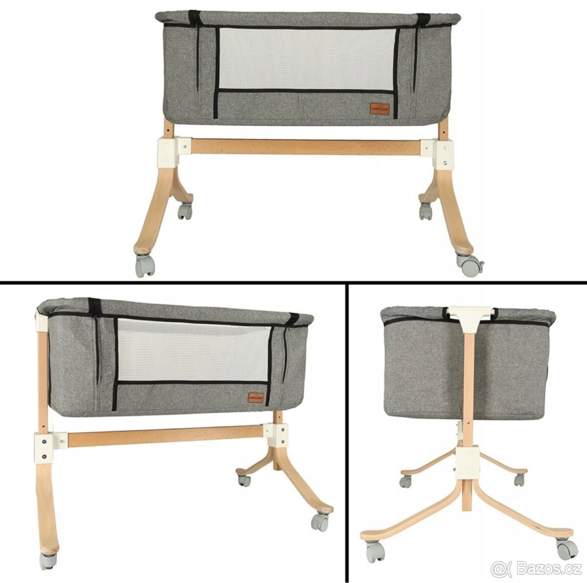 Postýlka - přistýlka pro miminka pro děti dřevěná s kolečky - 9