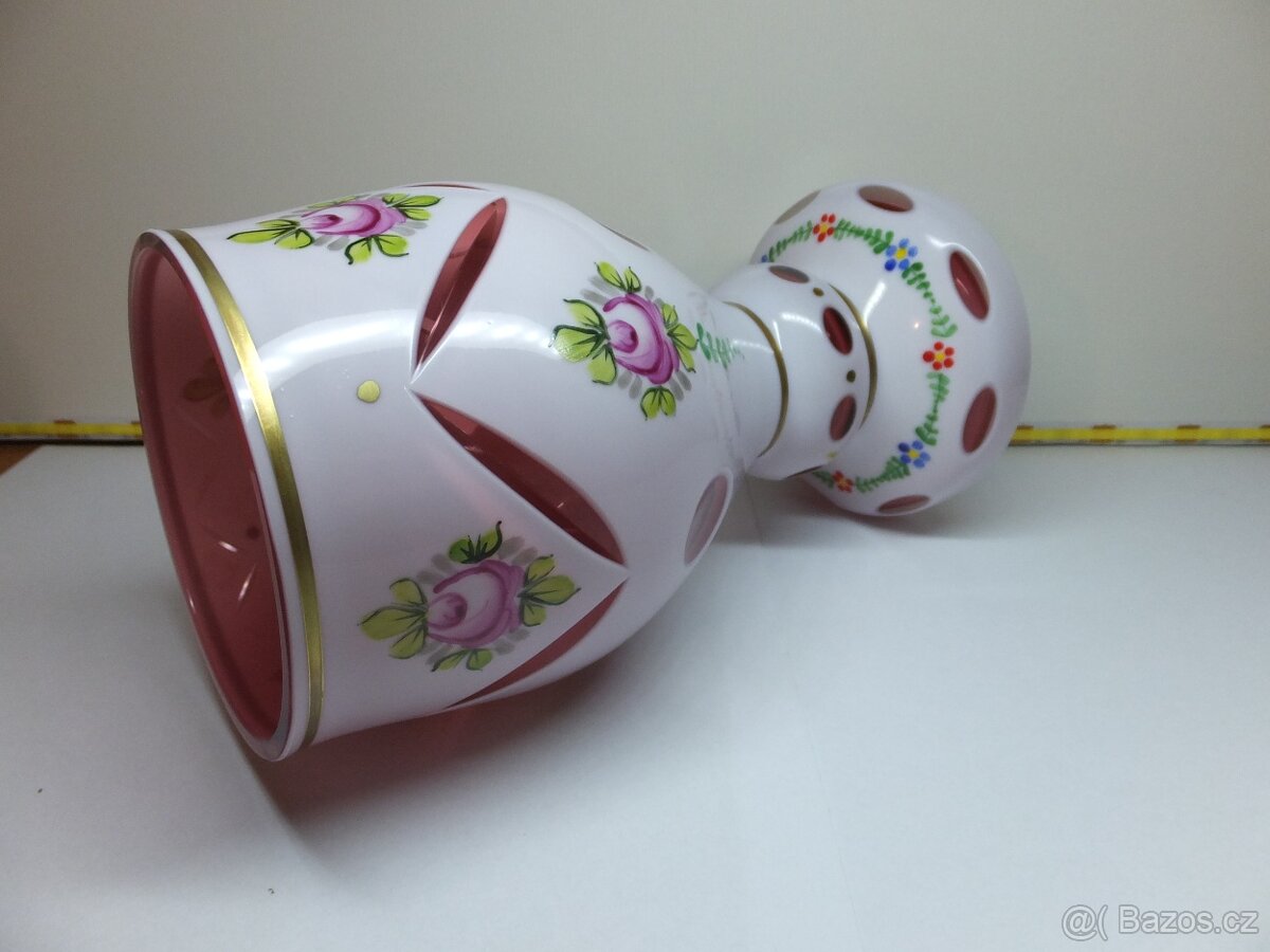 Přejímané sklo, krásný starožitný pohár-váza. - 9