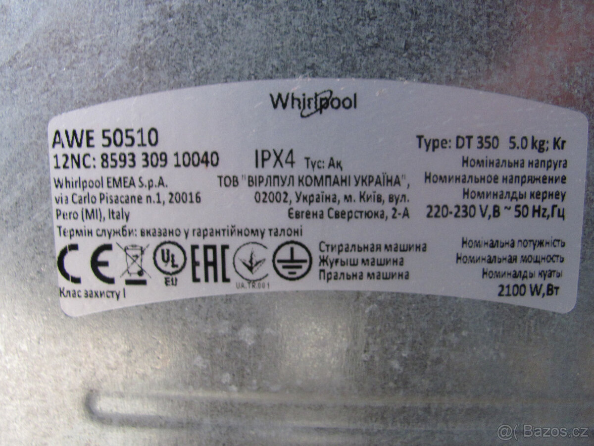 ÚZKÁ VRCHEM PLNĚNÁ PRAČKA WHIRLPOOL 5KG - A++ - 9