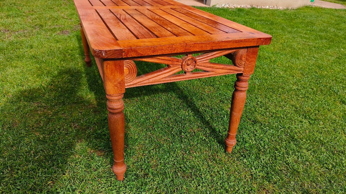 Stolek z teakového dřeva 120x55cm, výška-50cm - 9