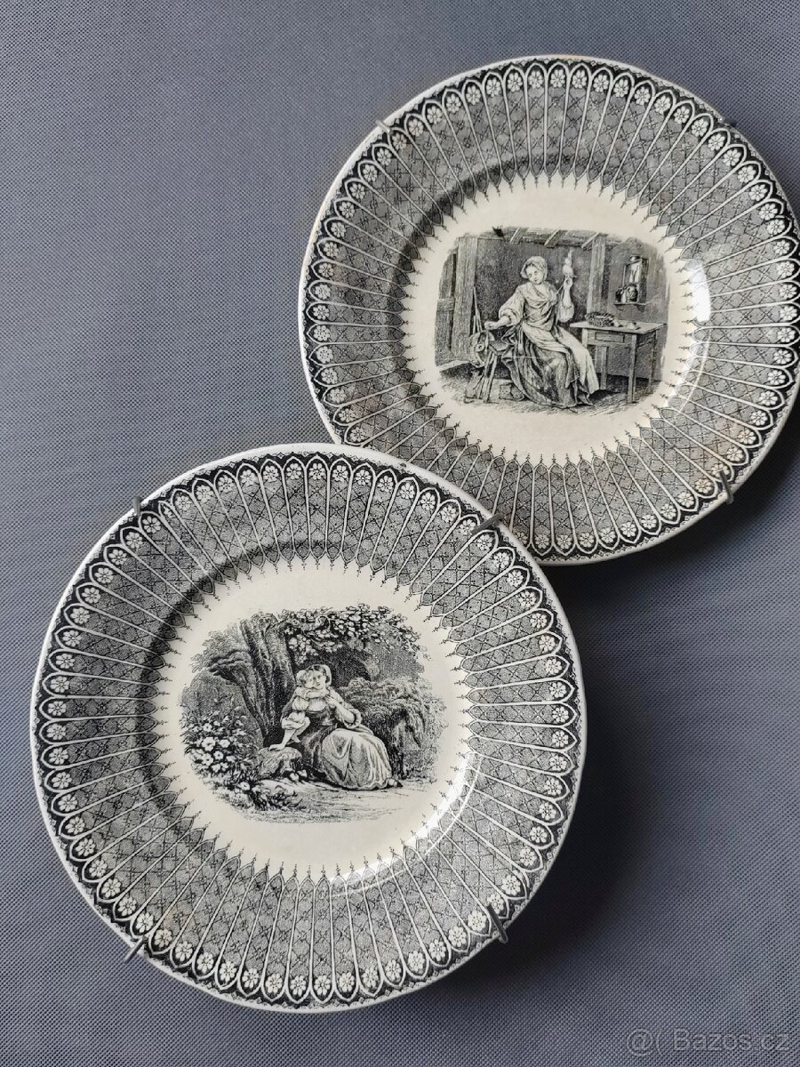 Pár úžasných keramických talířů od Villeroy&Boch (1850-1890) - 9