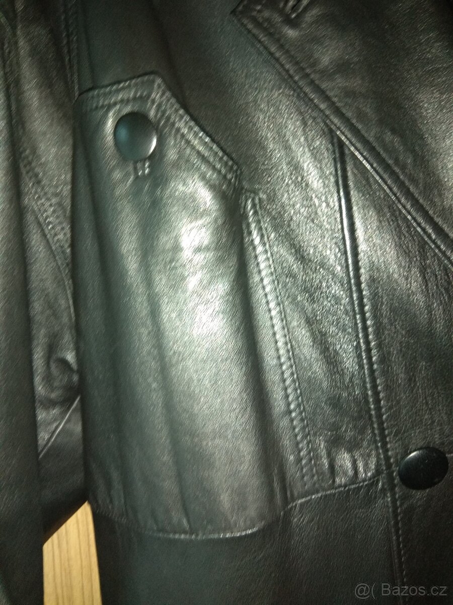 Dámský dlouhý kožený kabát - 9