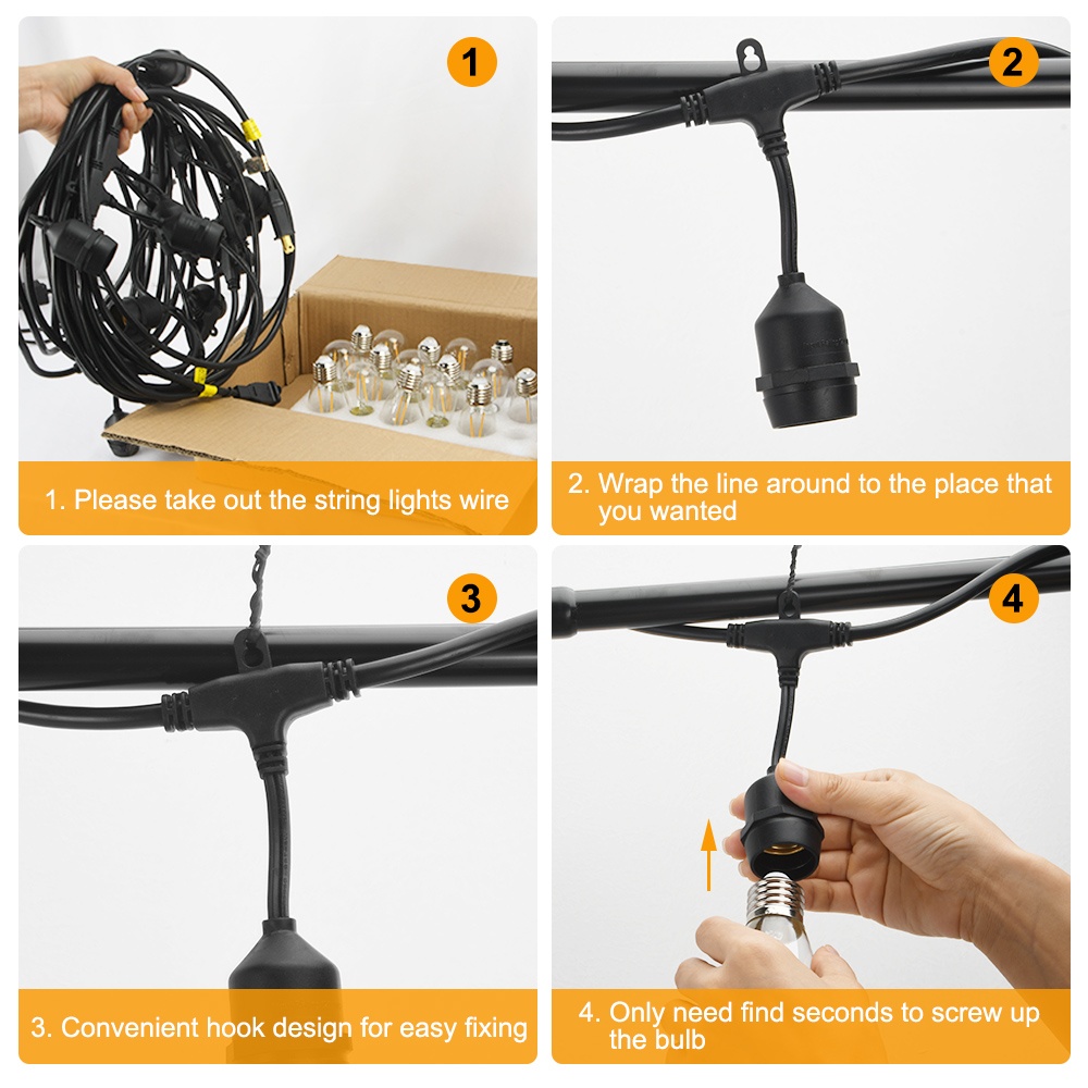 Světelný řetěz ŽÁROVKY 15m / 15 LED žárovek / 220V - 9