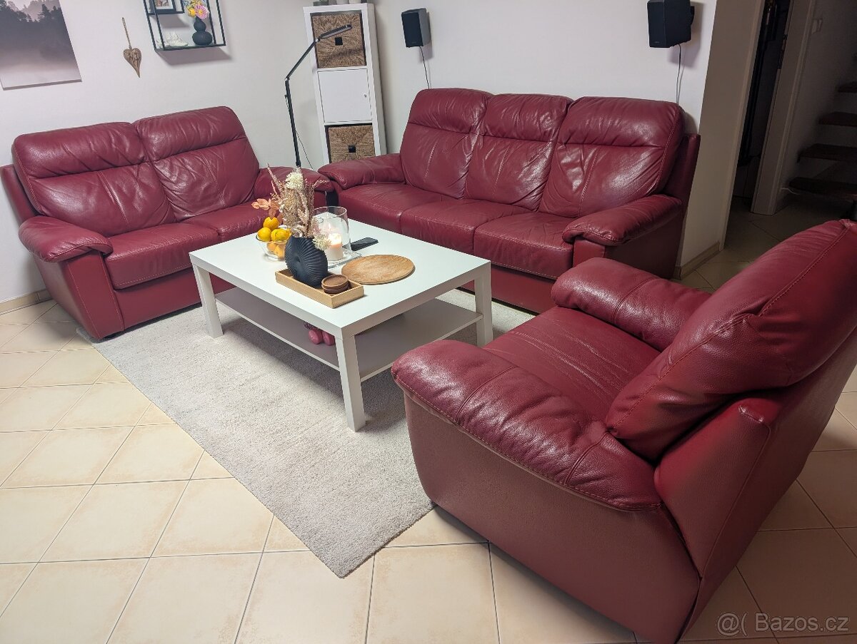 Luxusní kožená sedací souprava 3+2+1 / VELKÁ SLEVA - 9