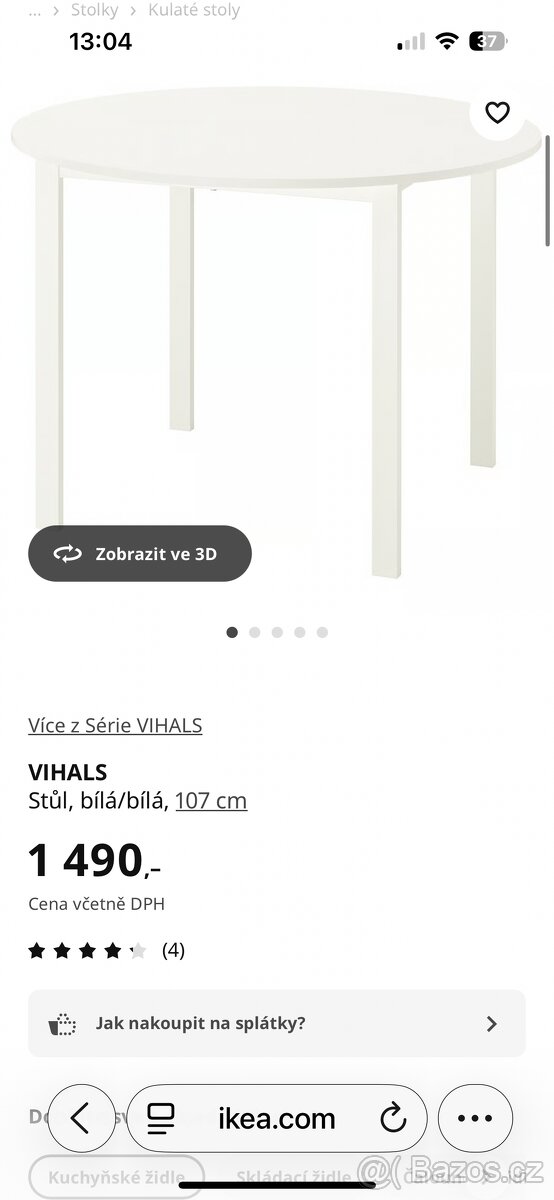 Prodám jídelní stůl IKEA VIHALS – bílý - 9