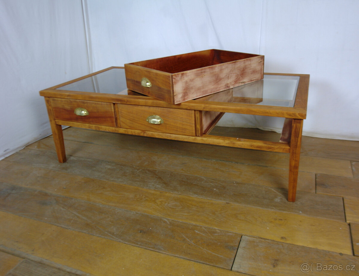 Konferenční stolek dřevo - sklo - 9