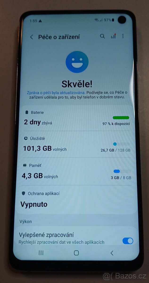 Prodám mobil Samsung Galaxy S10, 8GB/128GB, stav A - 9