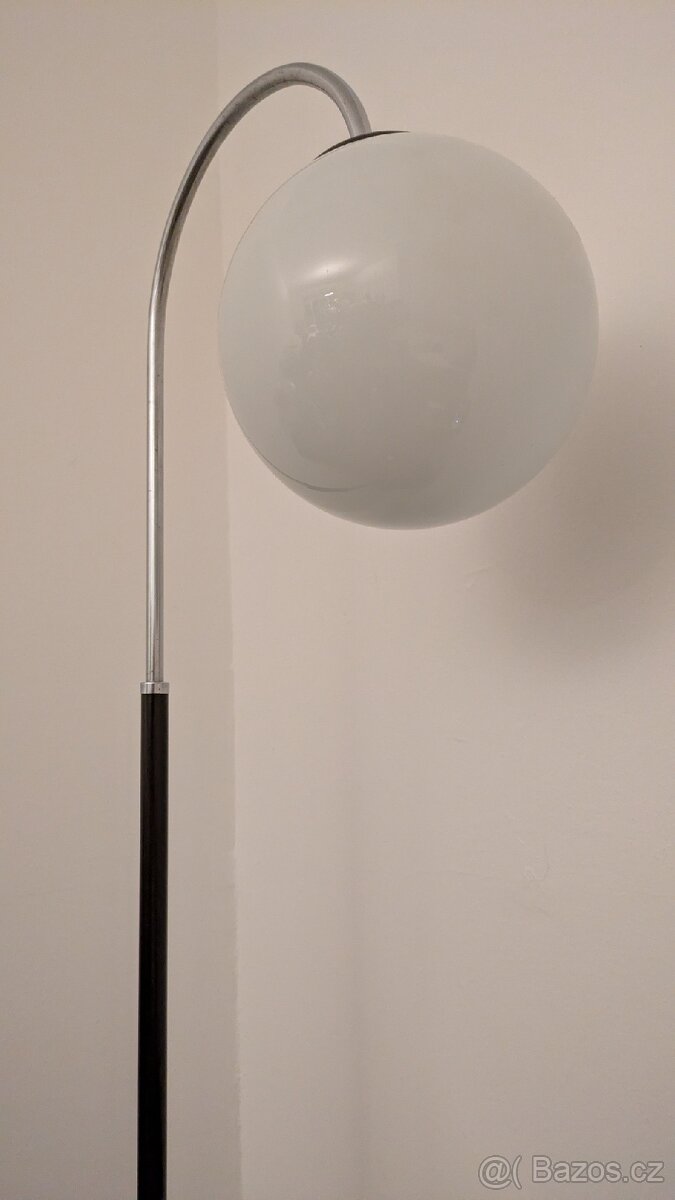 Funkcionalismus - starožitná chrom lampa + sklo Egermann - 9