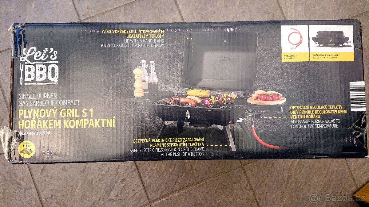 Stolní plynový gril s 1 hořákem kompaktní - nový , nepoužitý - 9