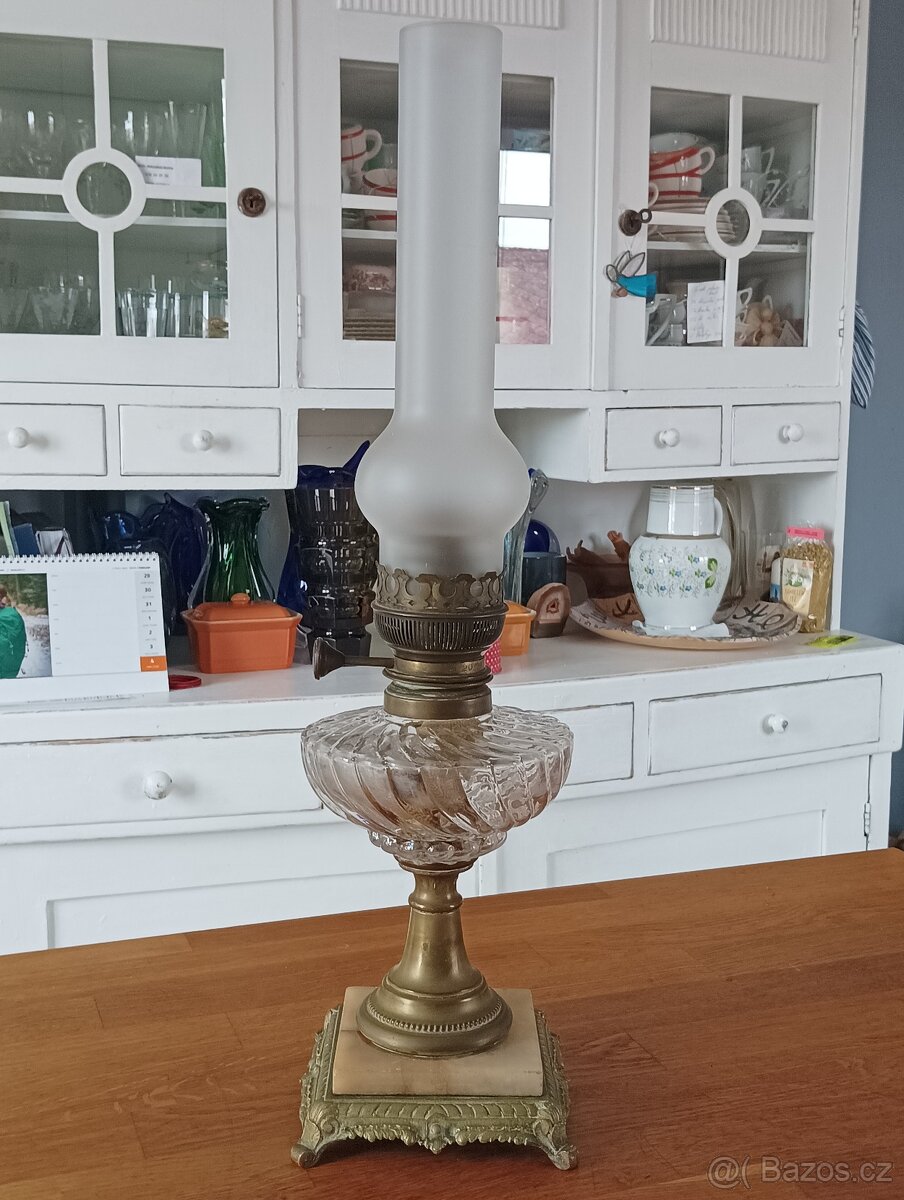 STAROŽITNÁ SECESNÍ PETROLEJOVÁ LAMPA EHRICH & GRAETZ-19.STOL - 9