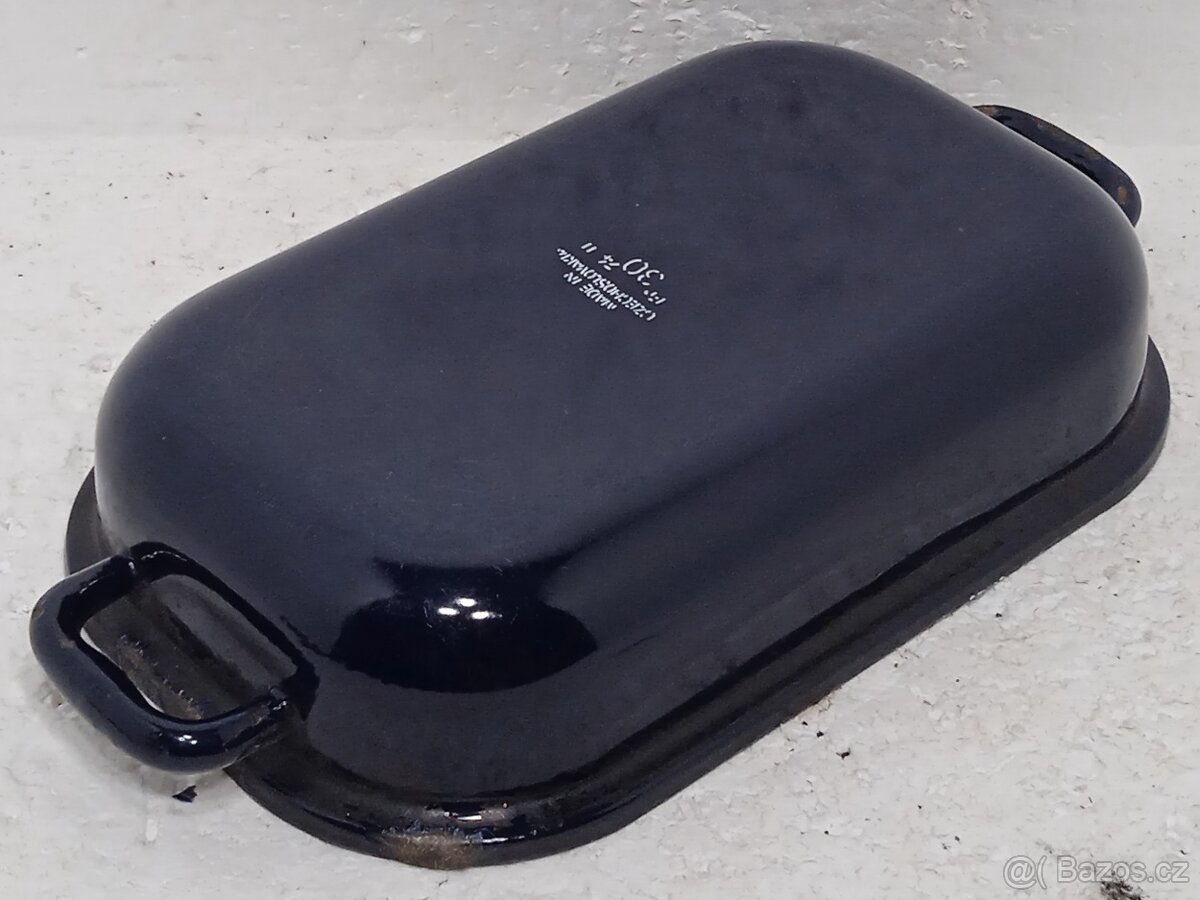 Starý modrý smaltovaný pekáč ČSSR - 9