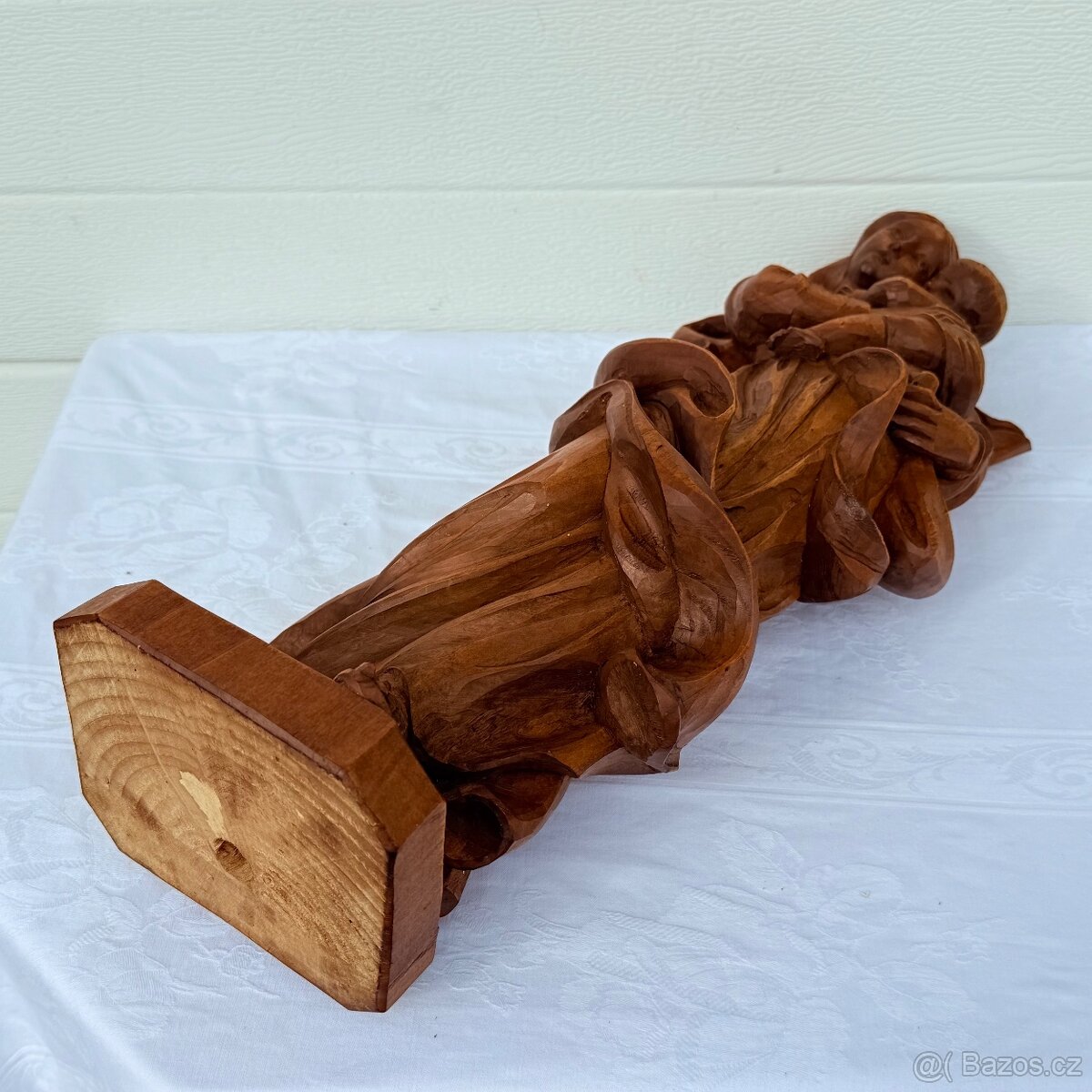 Velká dřevěná socha Panna Marie s Ježíškem řezba - 9