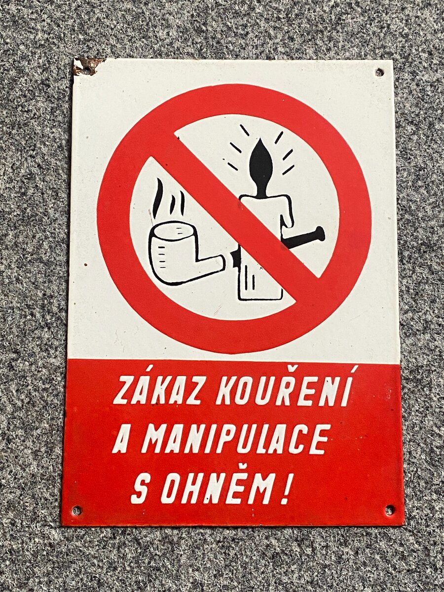 smaltovaná cedule zákaz kouření stará smaltovaná cedule - 9