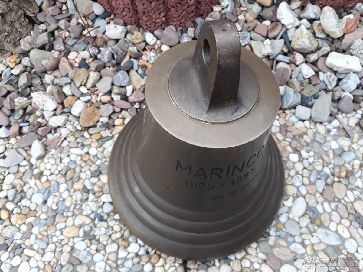 Starý mosazný lodní zvon Marinco 1975-1985 Holandsko - 9