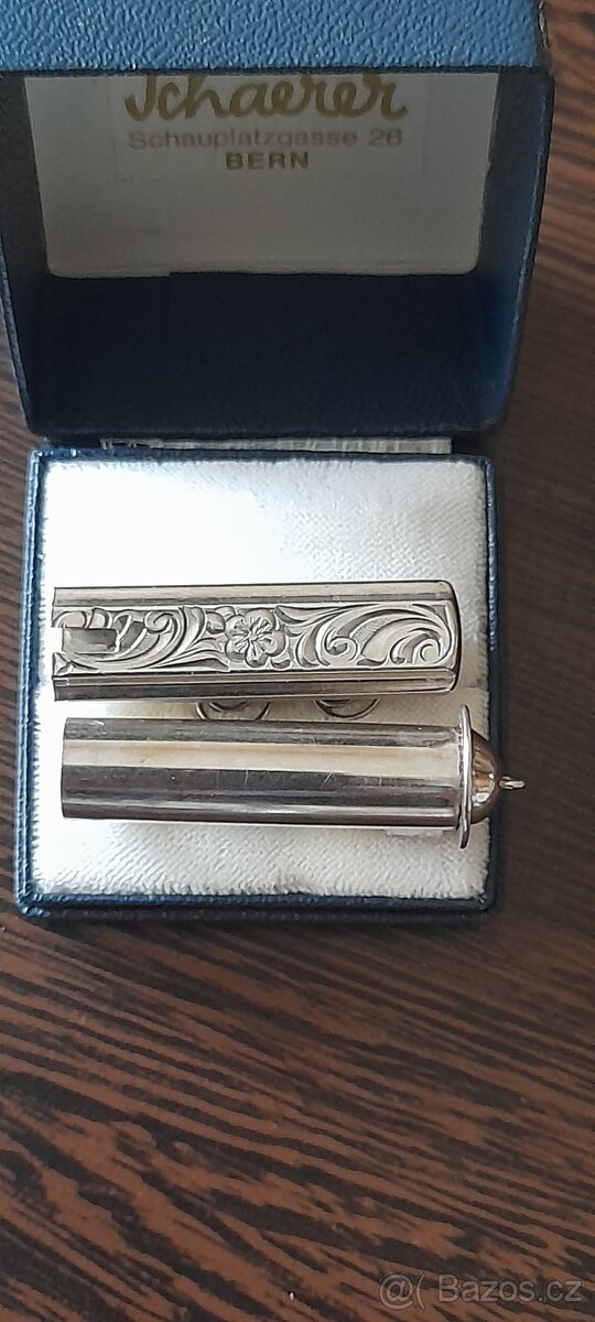 Starožitné stříbrné pouzdro na rtěnku - 9