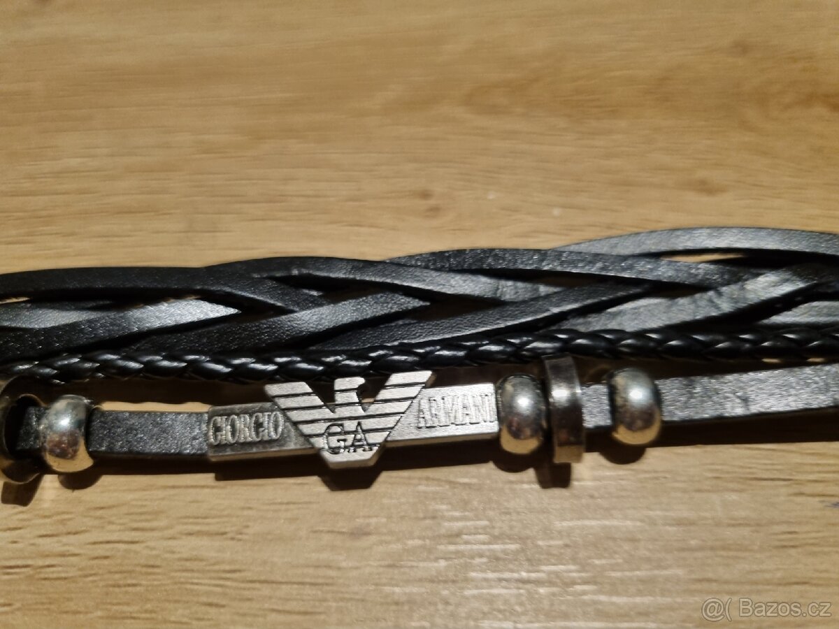 Giorgio Armani nový pánský značkový náramek černý 21,5 cm - 9