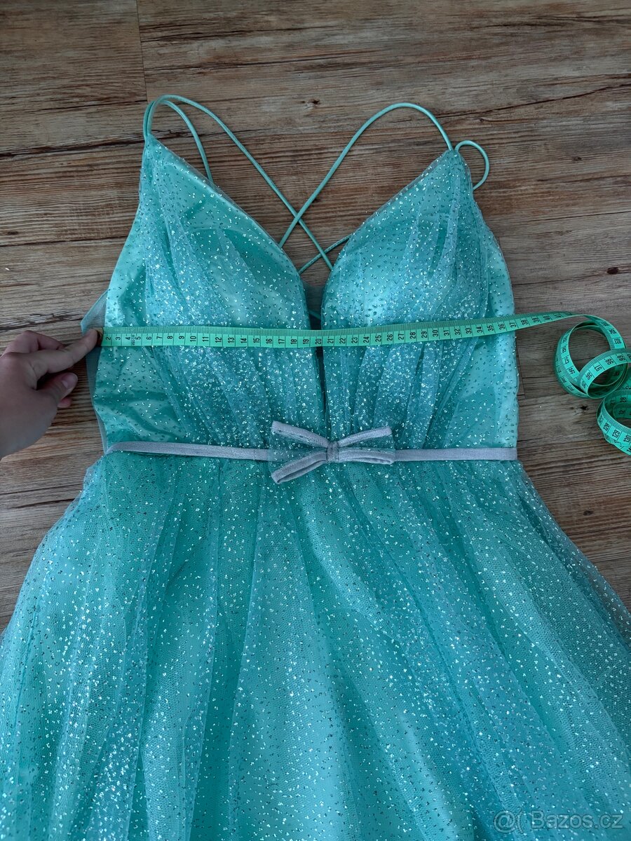Tyrkysové šaty na maturitní ples / závěrečnou taneční lekci - 9
