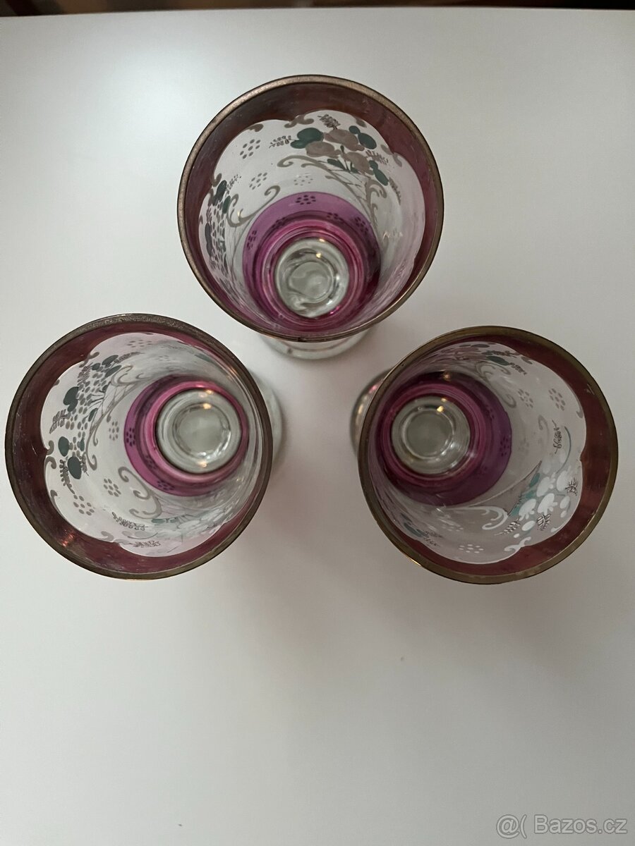 Starožitné grogovky, malované, 3 ks - 9