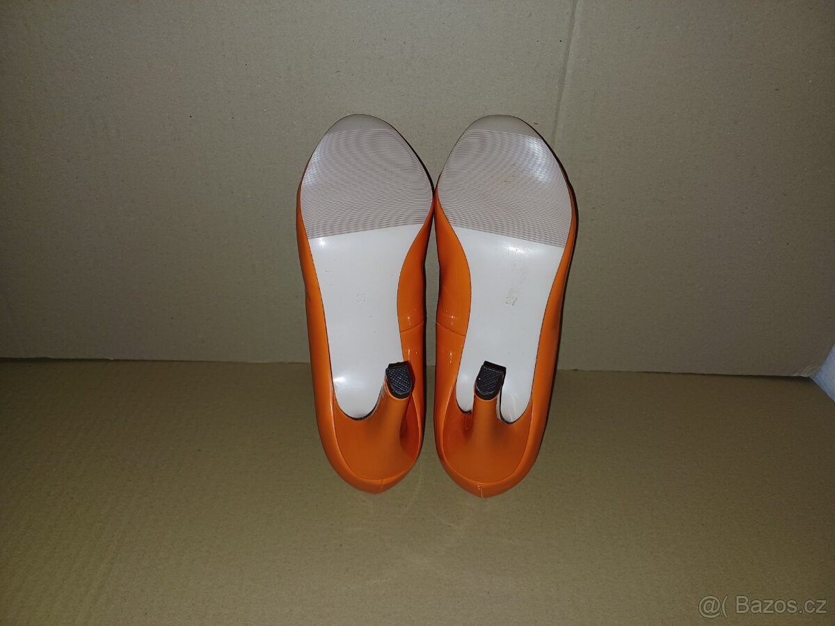 Oranžové lakované lodičky vel.37 - 9