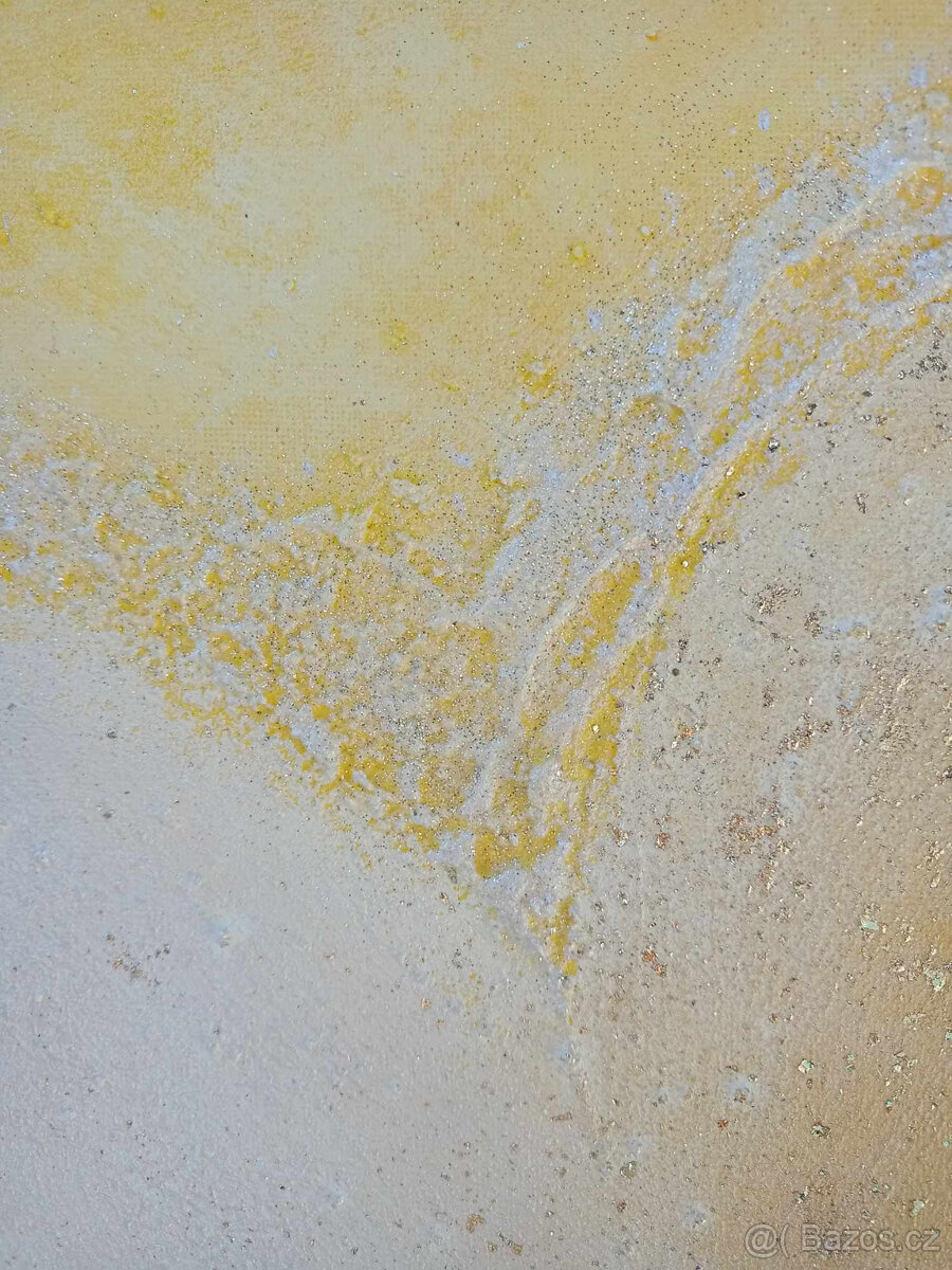 Ručně malovaný obraz Srdce, akrylové barvy, zlatá - 9