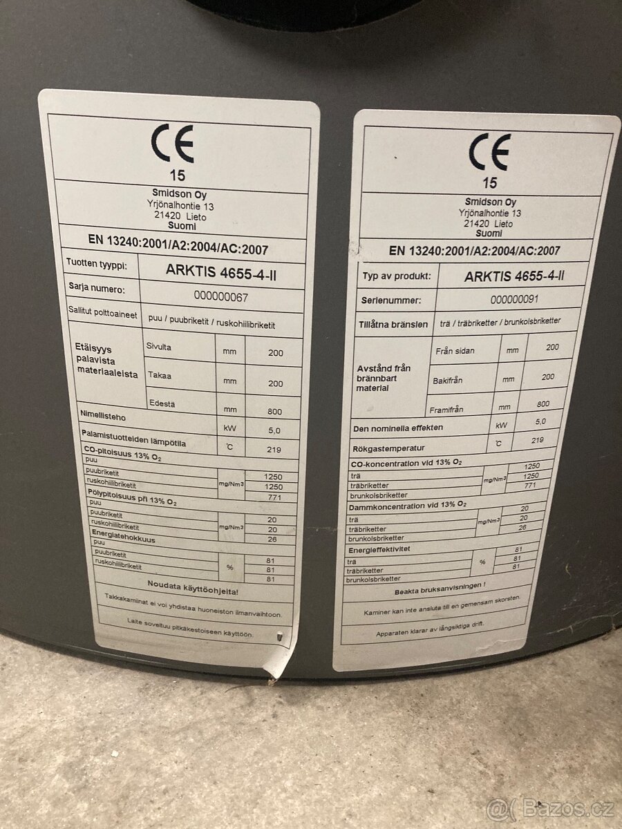 Prodám krbová kamna Smidson Arktis 4 - 9