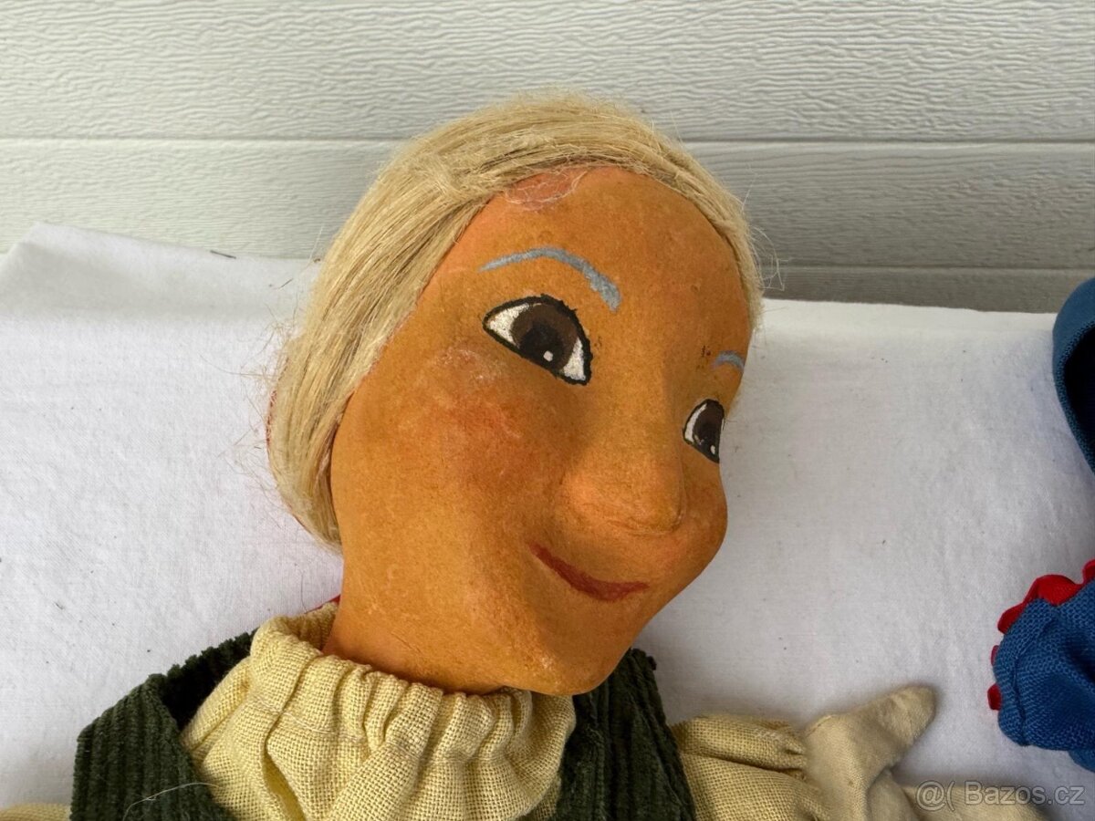 3 KUSY VELKÉ STAROŽITNÉ LOUTKY PAPIRMAŠE A LÁTKA - 9