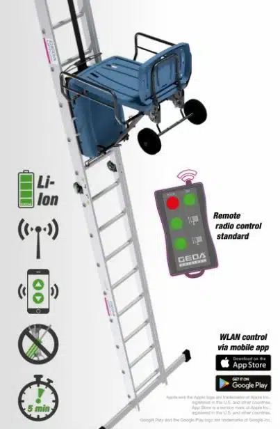 Výtah bateriový GEDA AKKU-LIFT WLAN 120 SET až 10metrů WiFi - 9