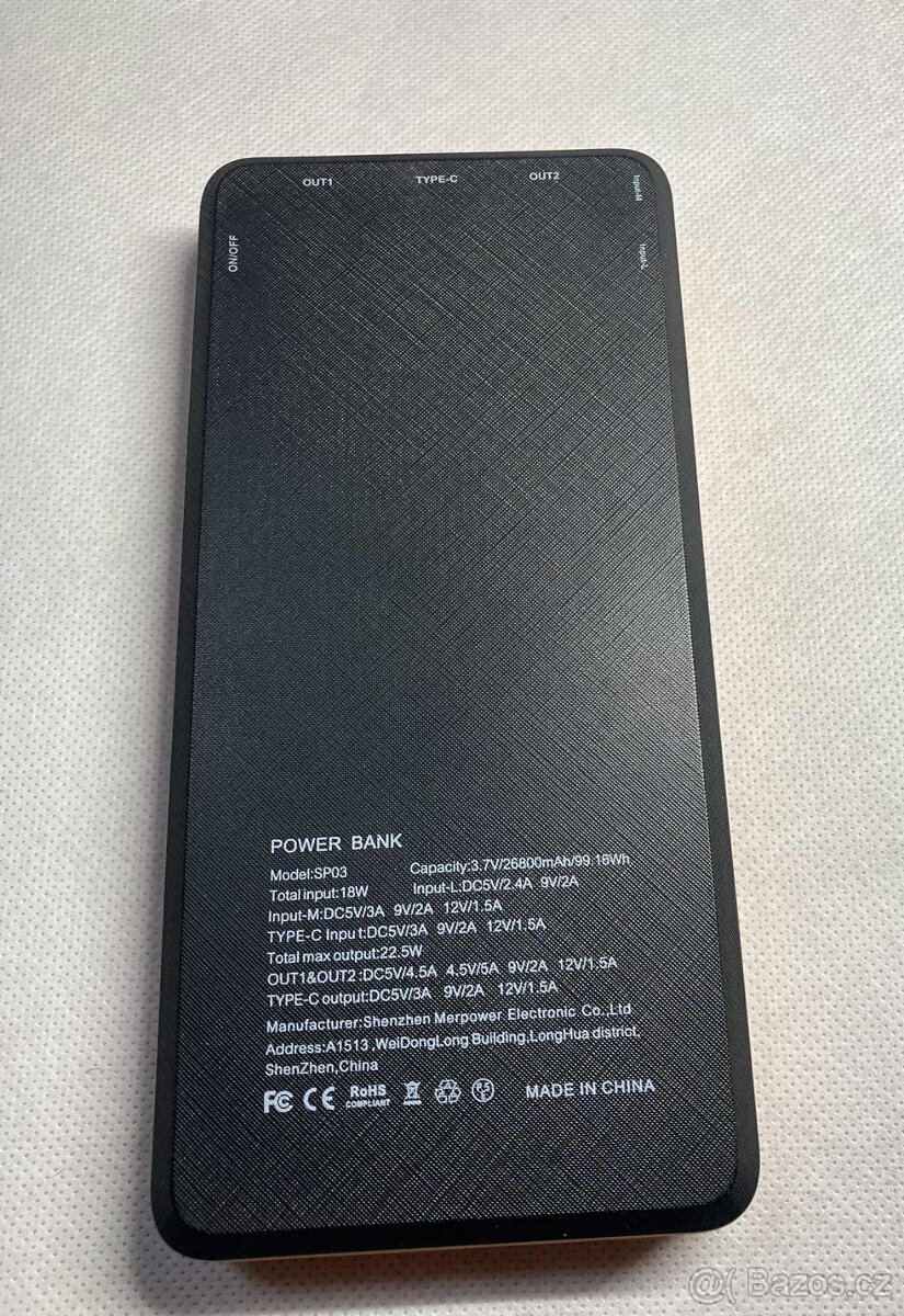 POWERBANKA ORITO SP03 26800mAh USB-C PD18W + QC3.0 - 9