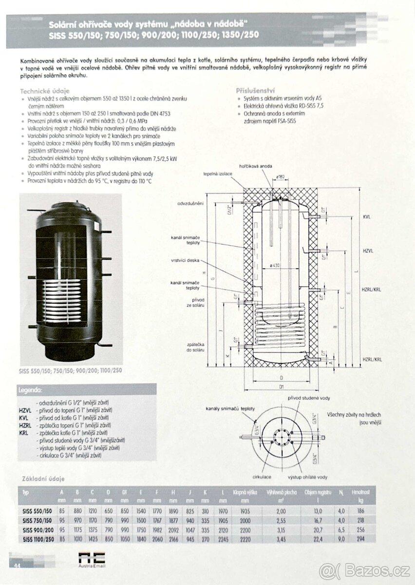 Akumulační nádrž SISS 550/150 - 9