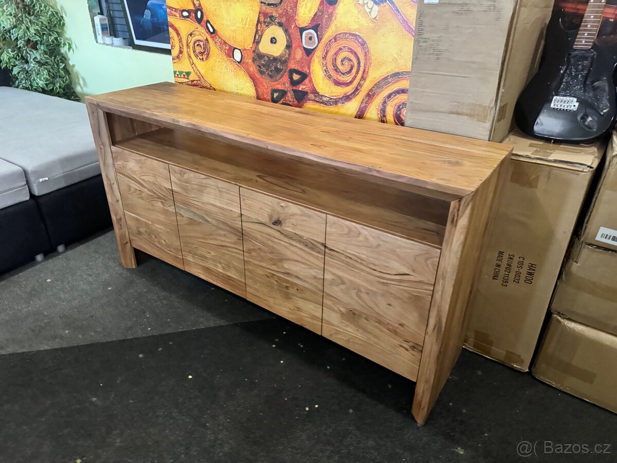 Krásná NOVÁ vysoká Komoda Assuan 173 cm dřevo Akát - 9