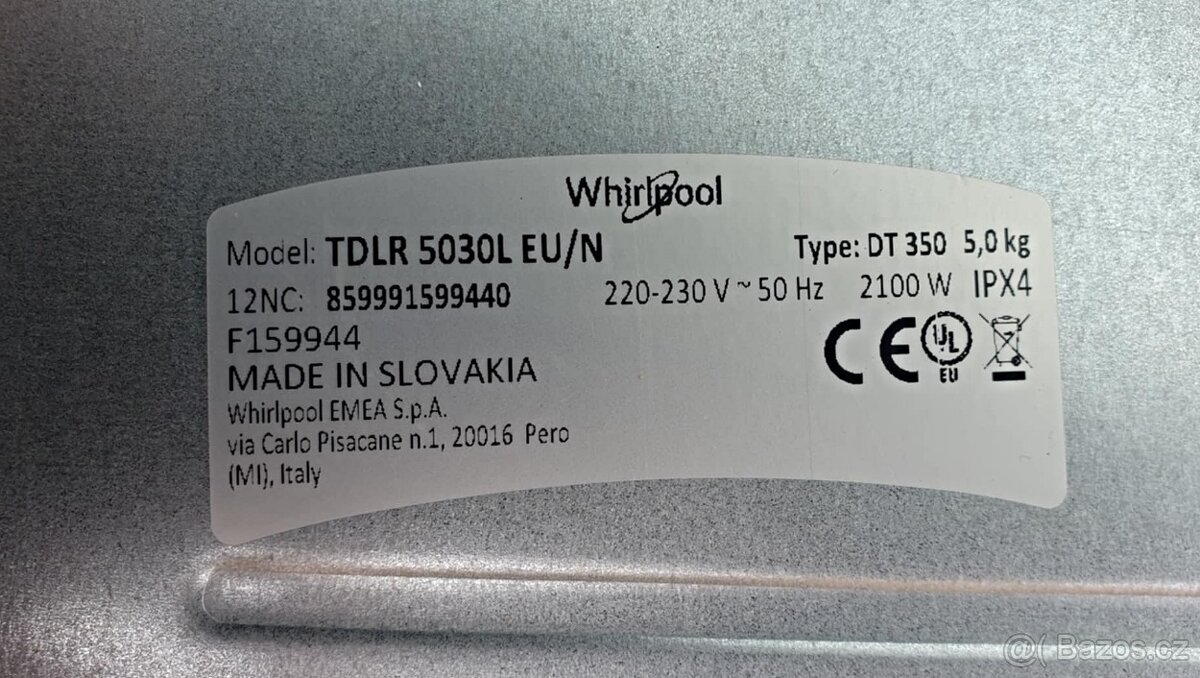 PRACKA WHIRLPOOL,HORNI PLNENI,5KG,ZANOVNI,PLNE FUNKCNI - 9