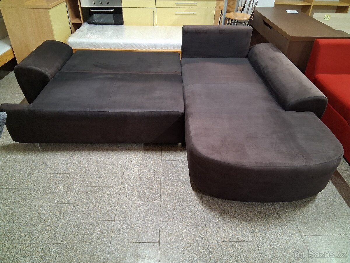 Sedacka rohová rozkládací hnědá - 9